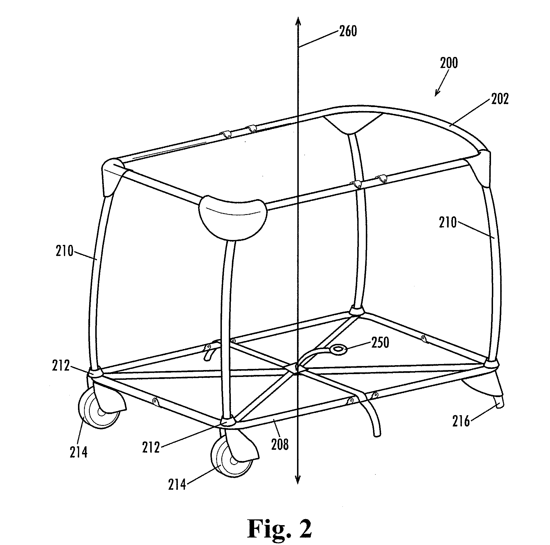 Support for an inclinable bassinet assembly