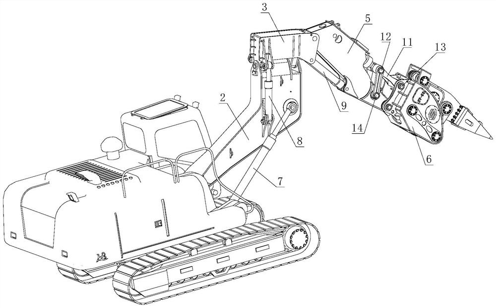 Mechanical arm for heading machine and heading machine