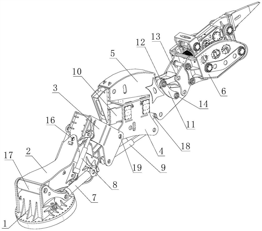 Mechanical arm for heading machine and heading machine