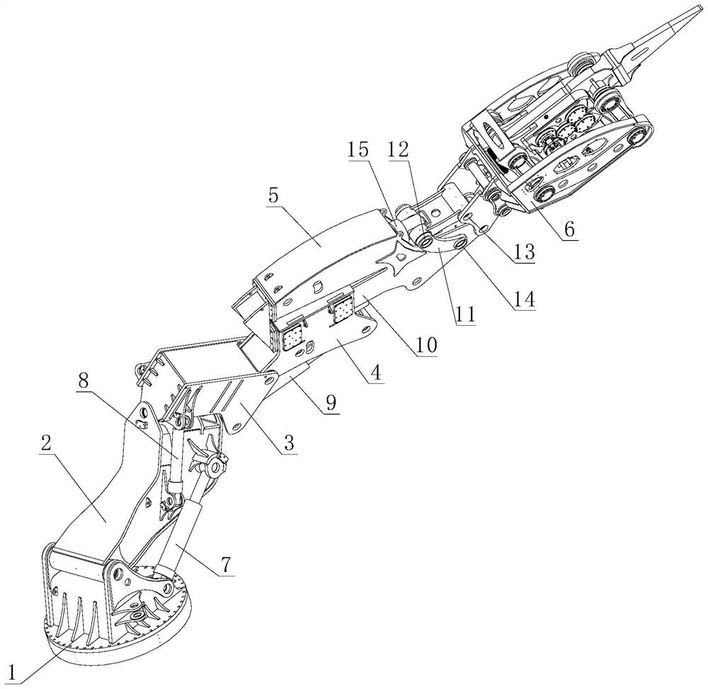 Mechanical arm for heading machine and heading machine