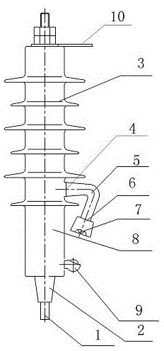 Composite insulator supporting fixed gap line type surge arrester