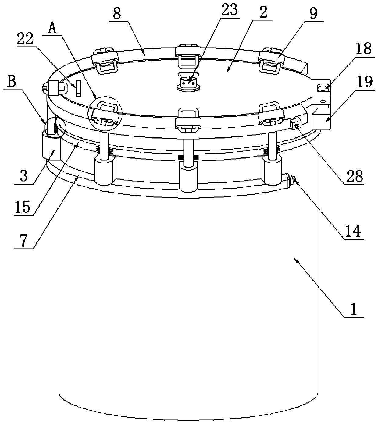 Cylinder cover locking mechanism for vertical pressure container