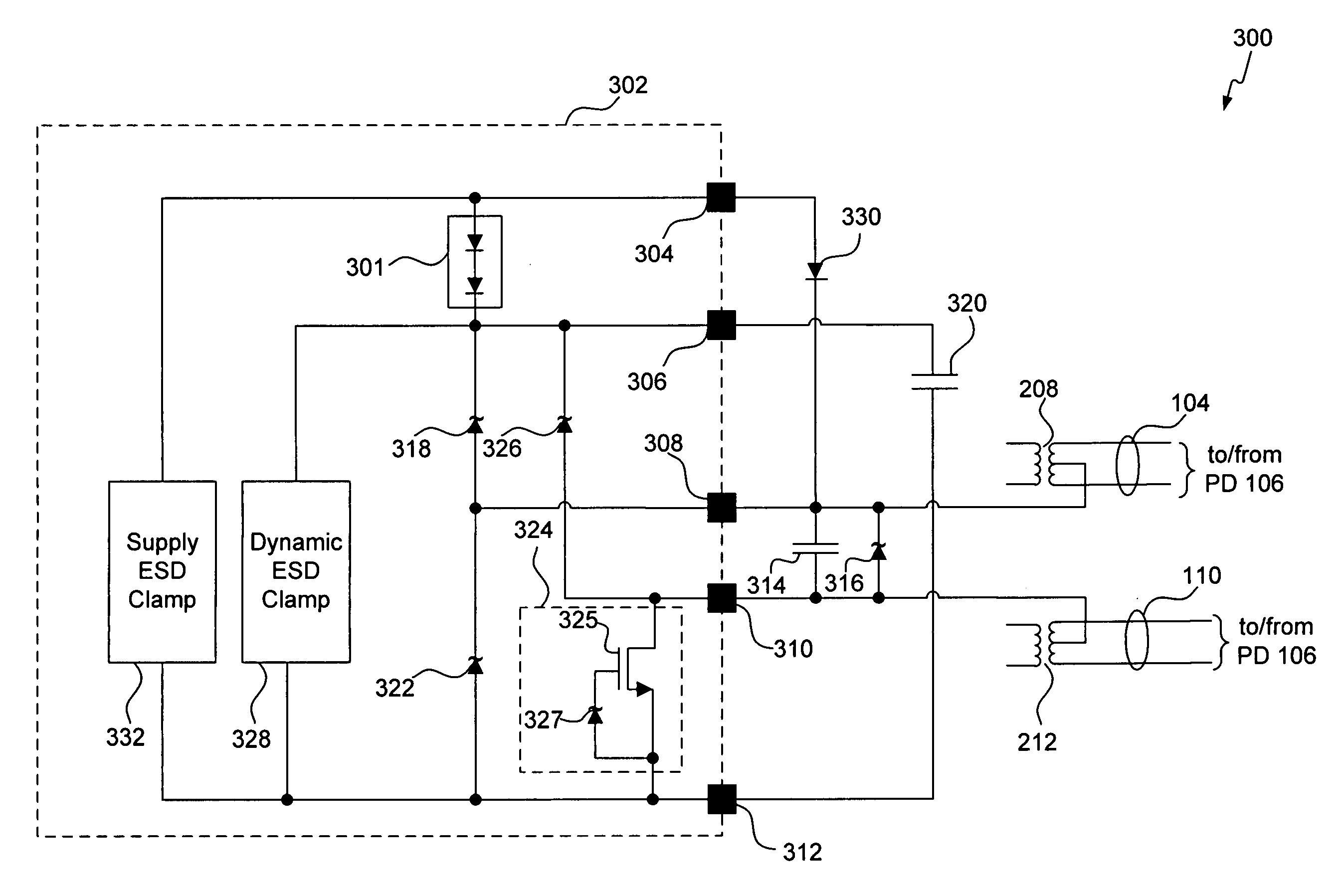 Power over Ethernet electrostatic discharge protection circuit