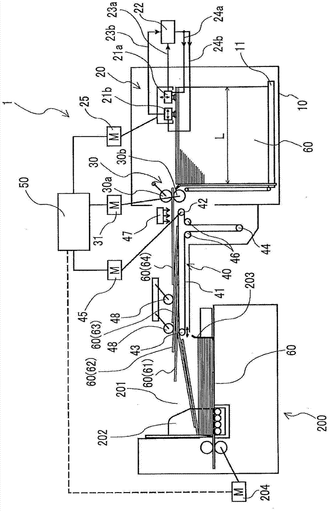 Paper feeding device and paper feeding method