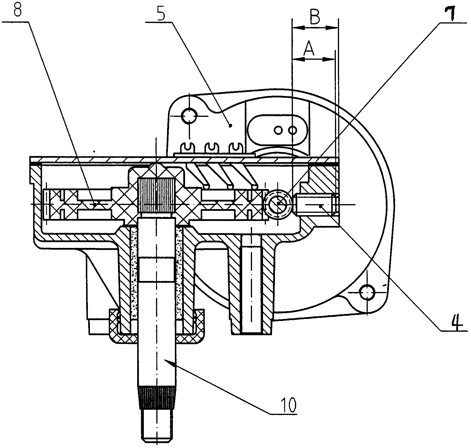 Wiper motor free of lateral swing