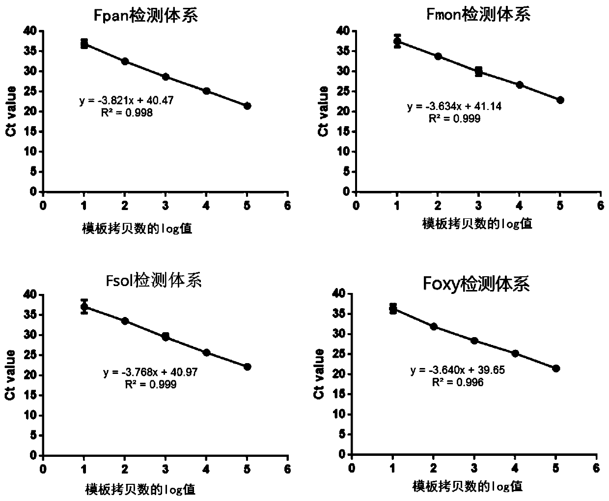 Fusarium pathogen RT-PCR detection primer and probe combination and kit