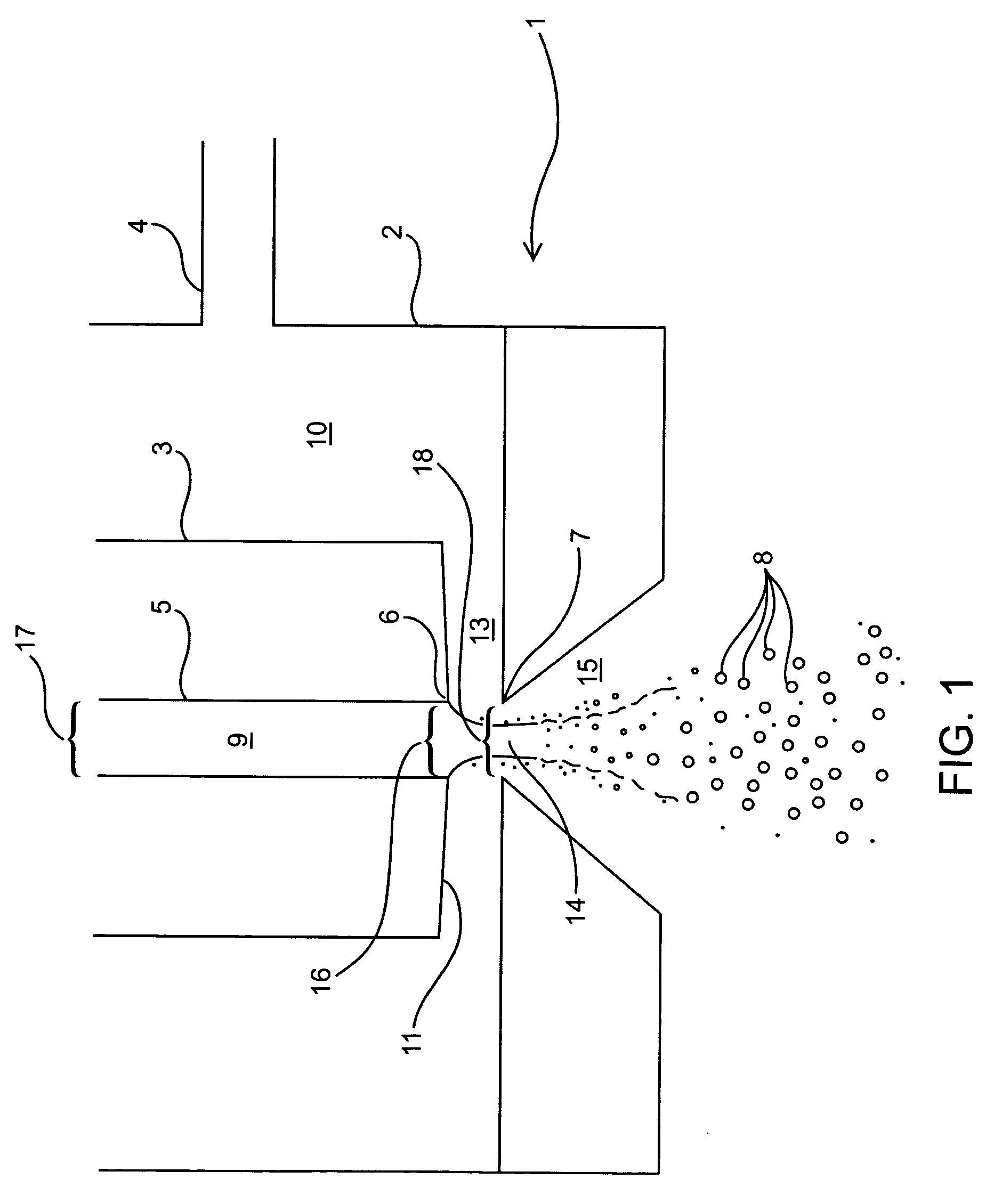 Aerosol created by directed flow of fluids and devices and methods for producing same