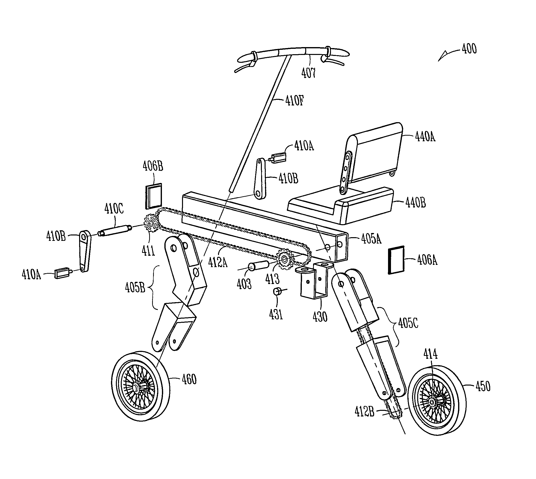 Compact, carry-on bicycles having a shared drive-and-steering space