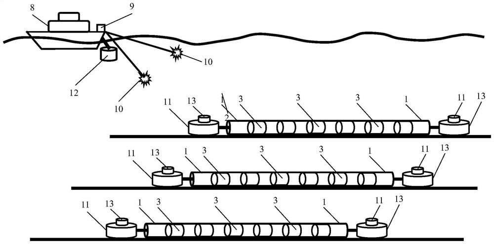 Deep-sea seismic data acquisition towing cable based on deep-sea robot and acquisition method