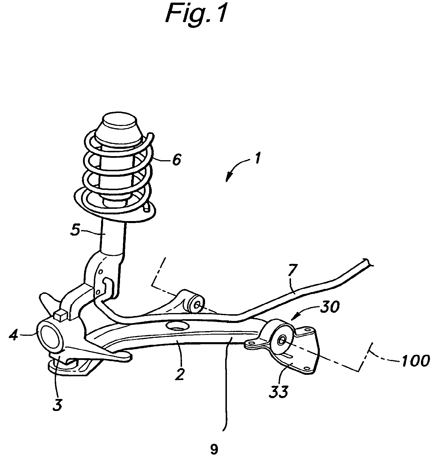 Suspension arm having a shaft projecting therefrom and method for press fitting the shaft into a bore of another member