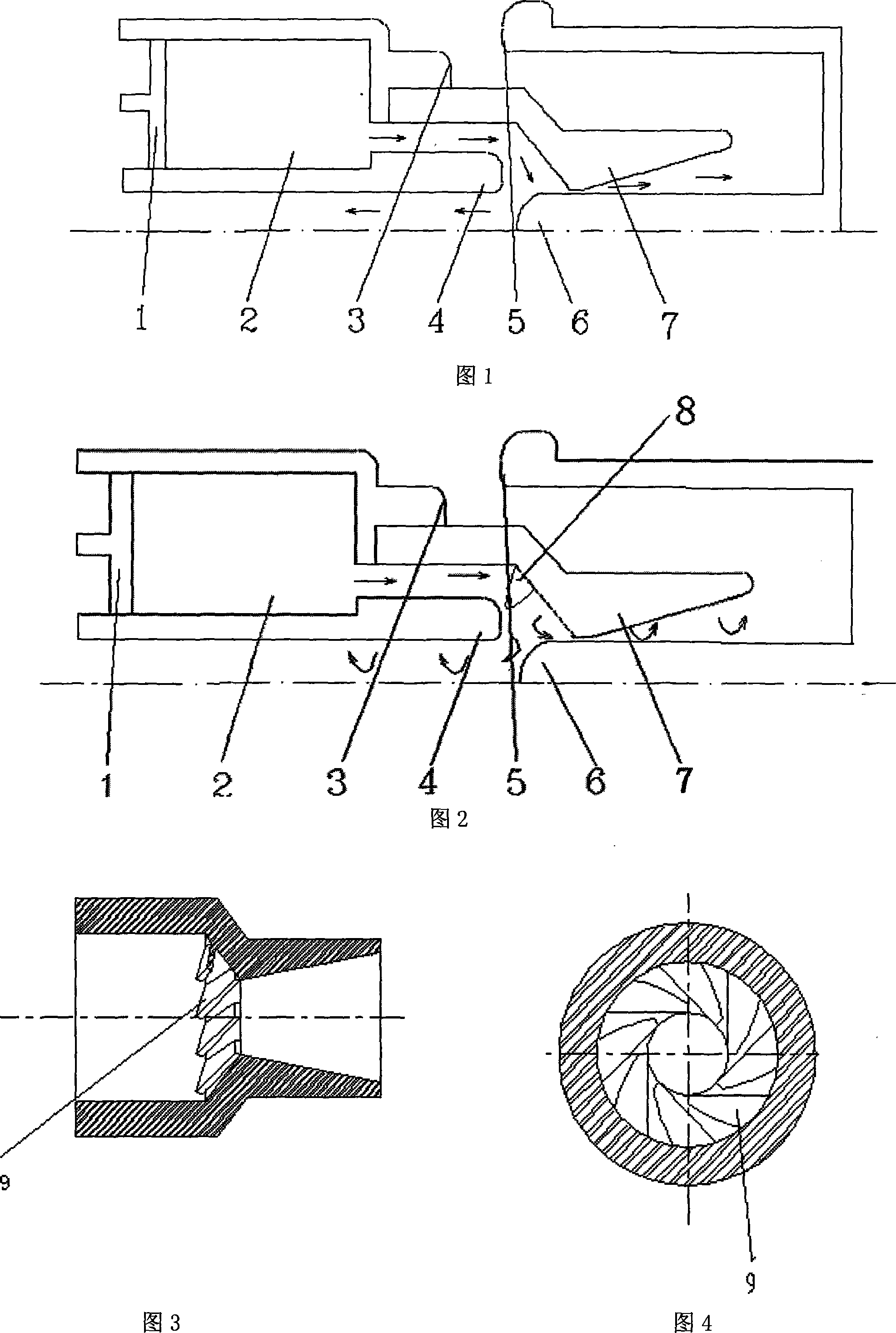 Cyclone type nozzle high-pressure blowing circuit breakers with blades