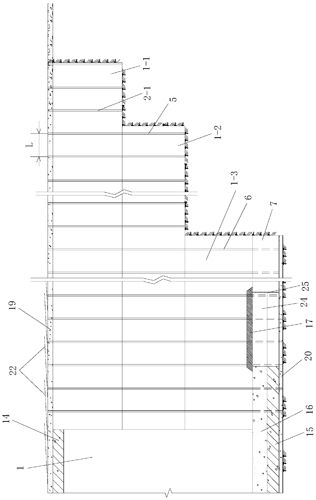 Large-section tunnel excavation and support construction method for crossing soil-rock boundary stratum