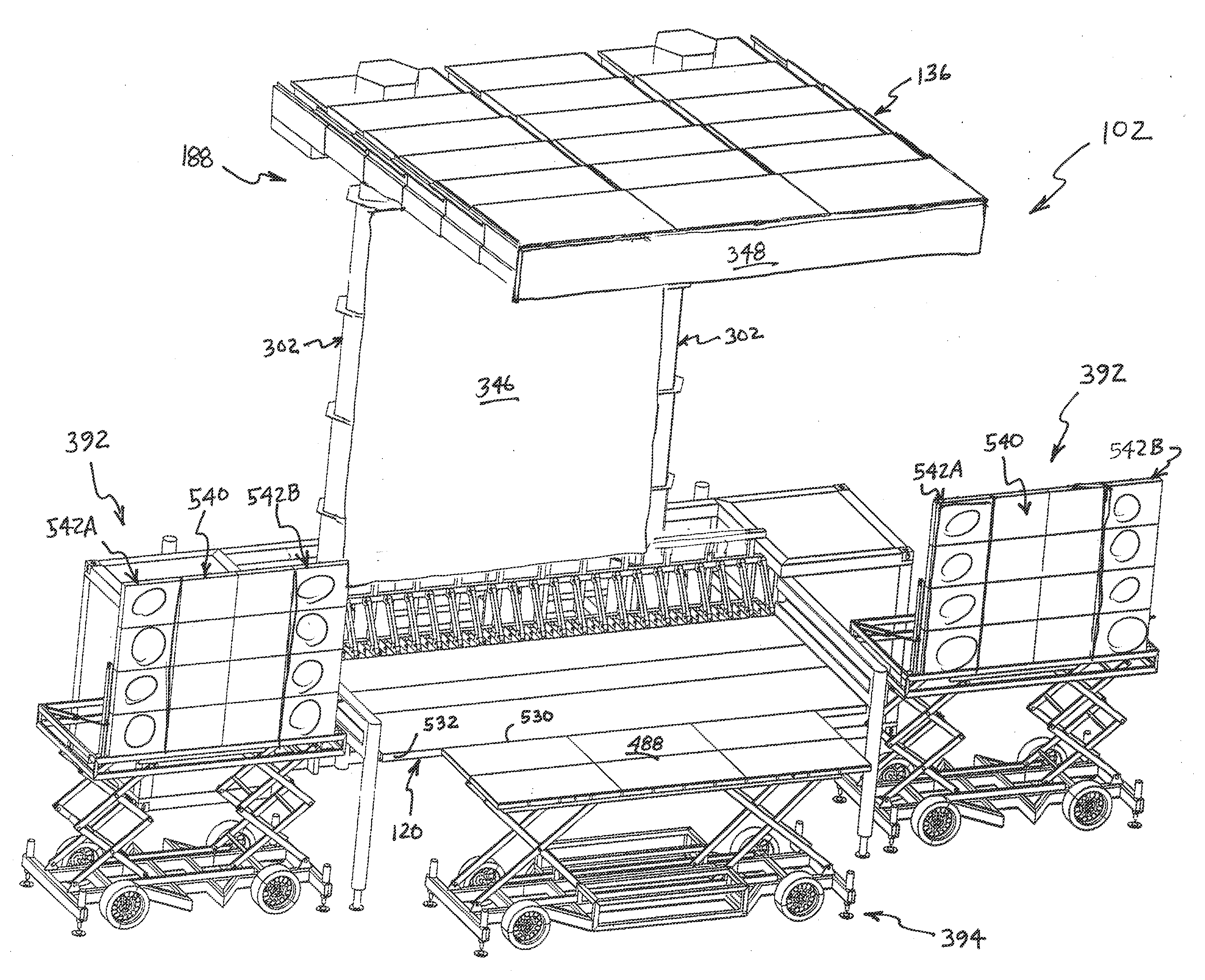 Rapidly deployable buggies for a stage system