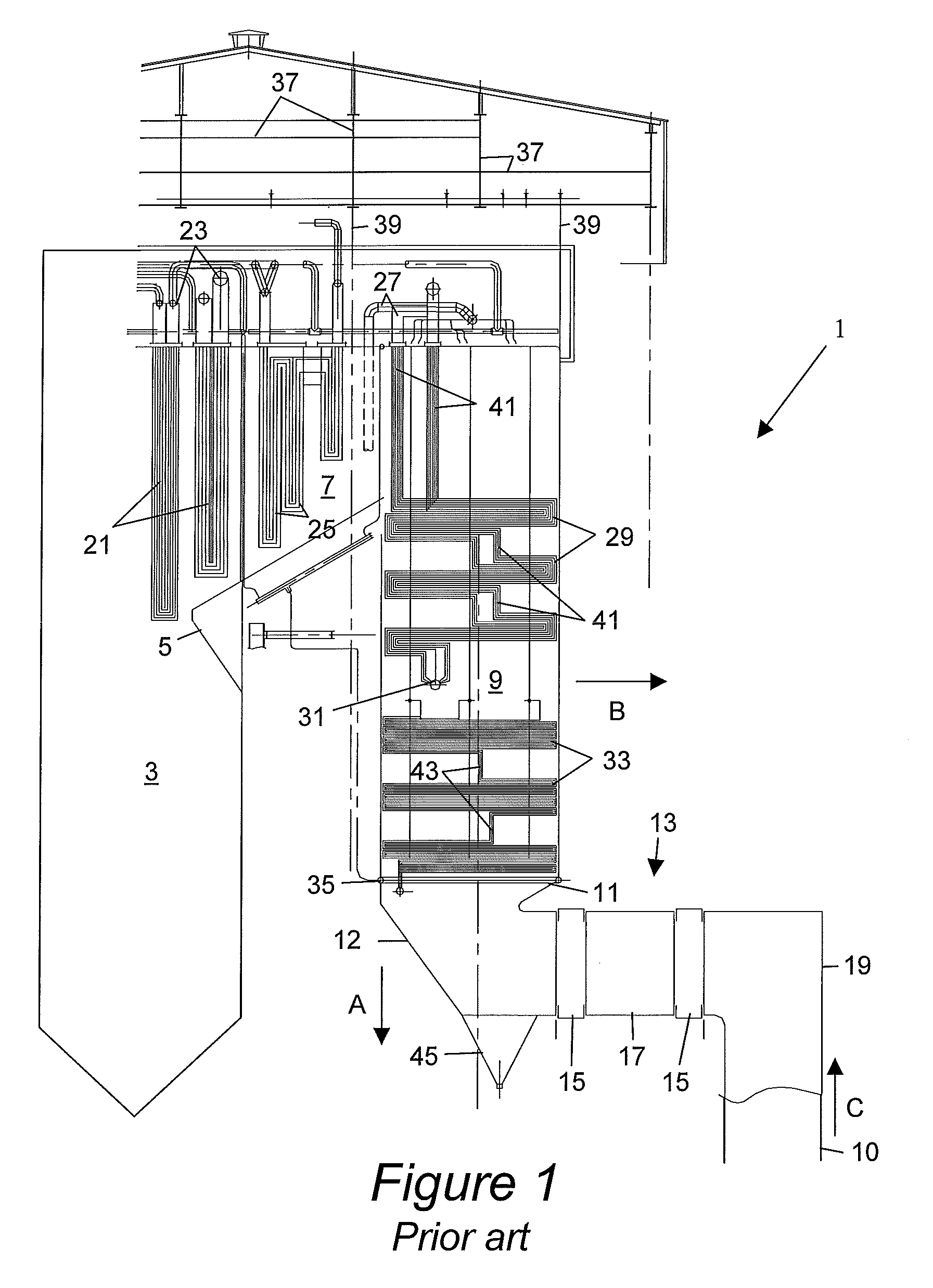 Water seal at backpass economizer gas outlet