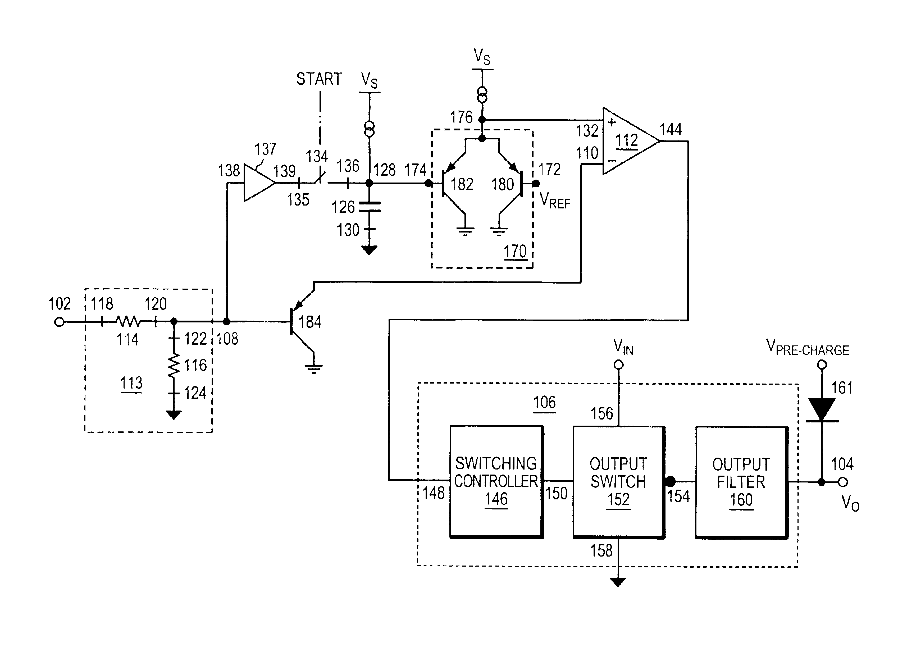 Apparatus for and method of adjusting a switching regulator output for a circuit having a pre-charge voltage
