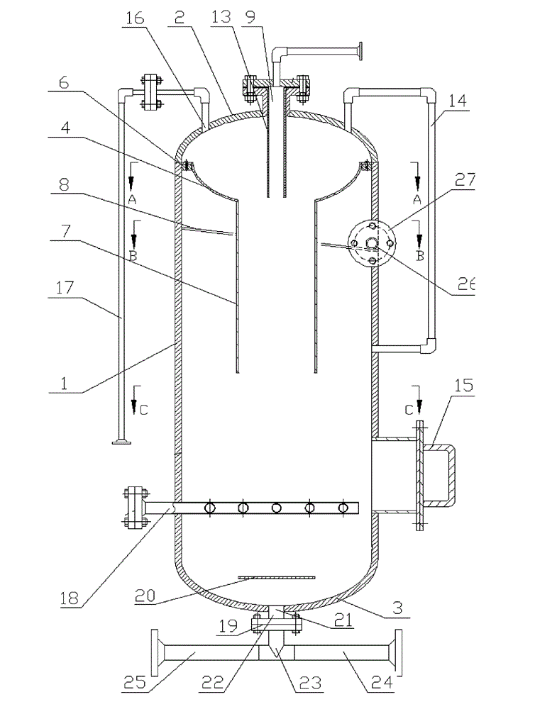 Cyclone gas-flotation separation device for treating oily sewage