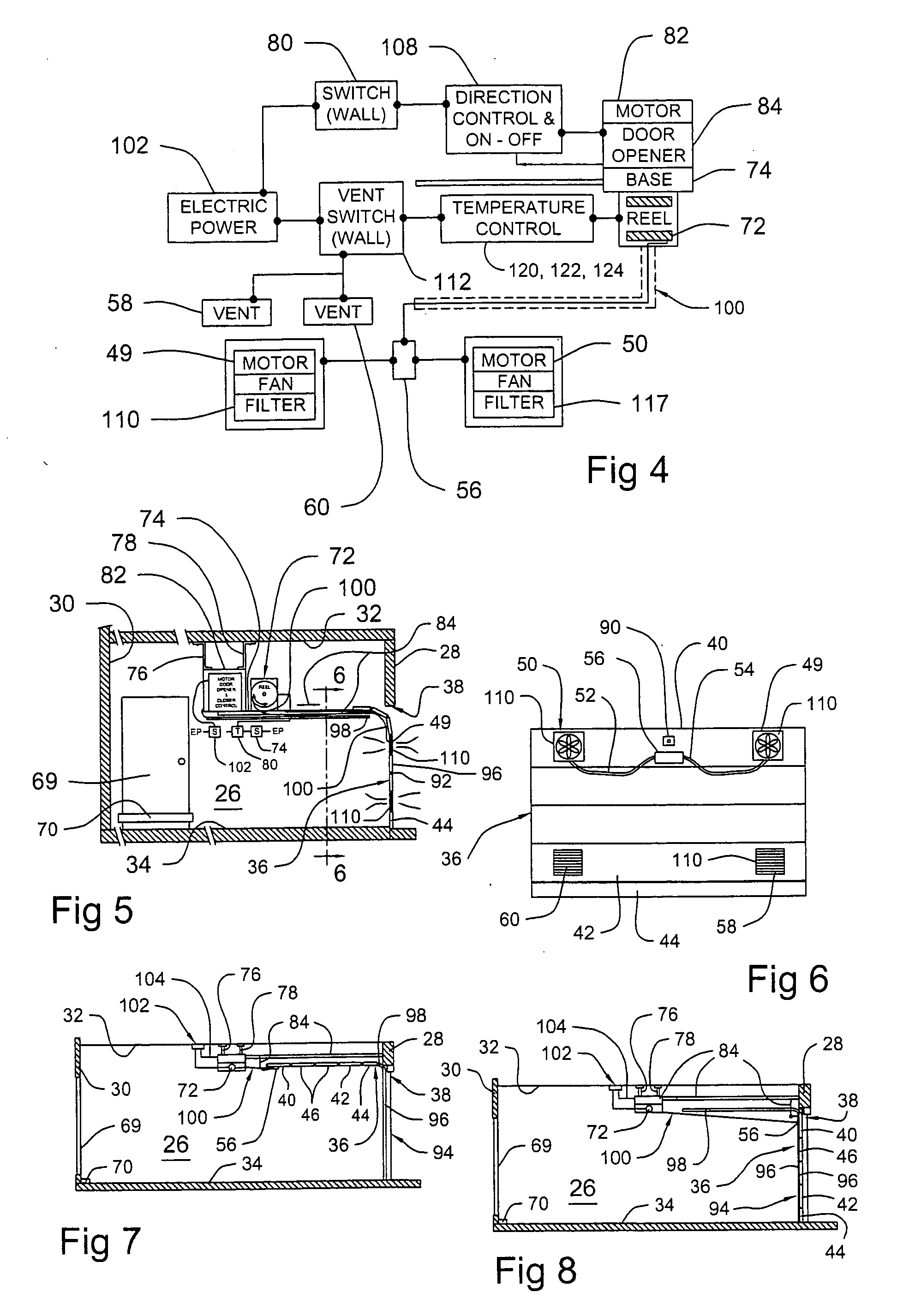 Ventilating system for garages and similar enclosed spaces