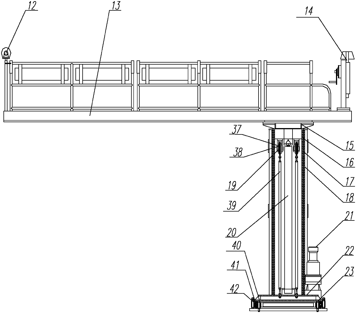 Railway contact network wiring high altitude work vehicle