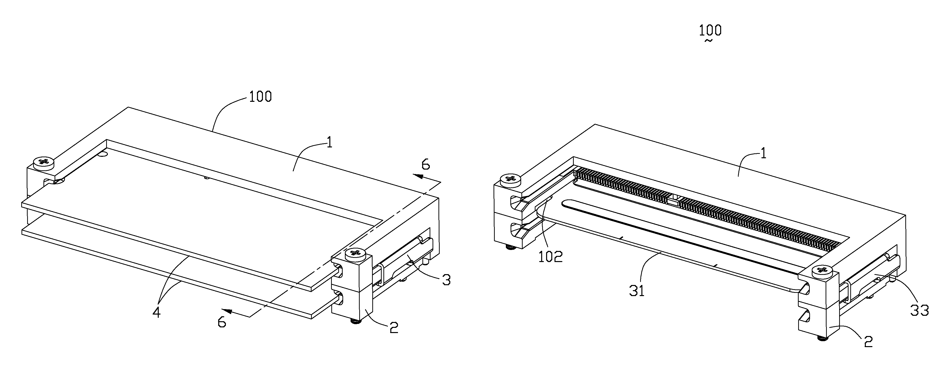 Stacked card edge connector assembly having ejector for removing inserted cards simultaneously