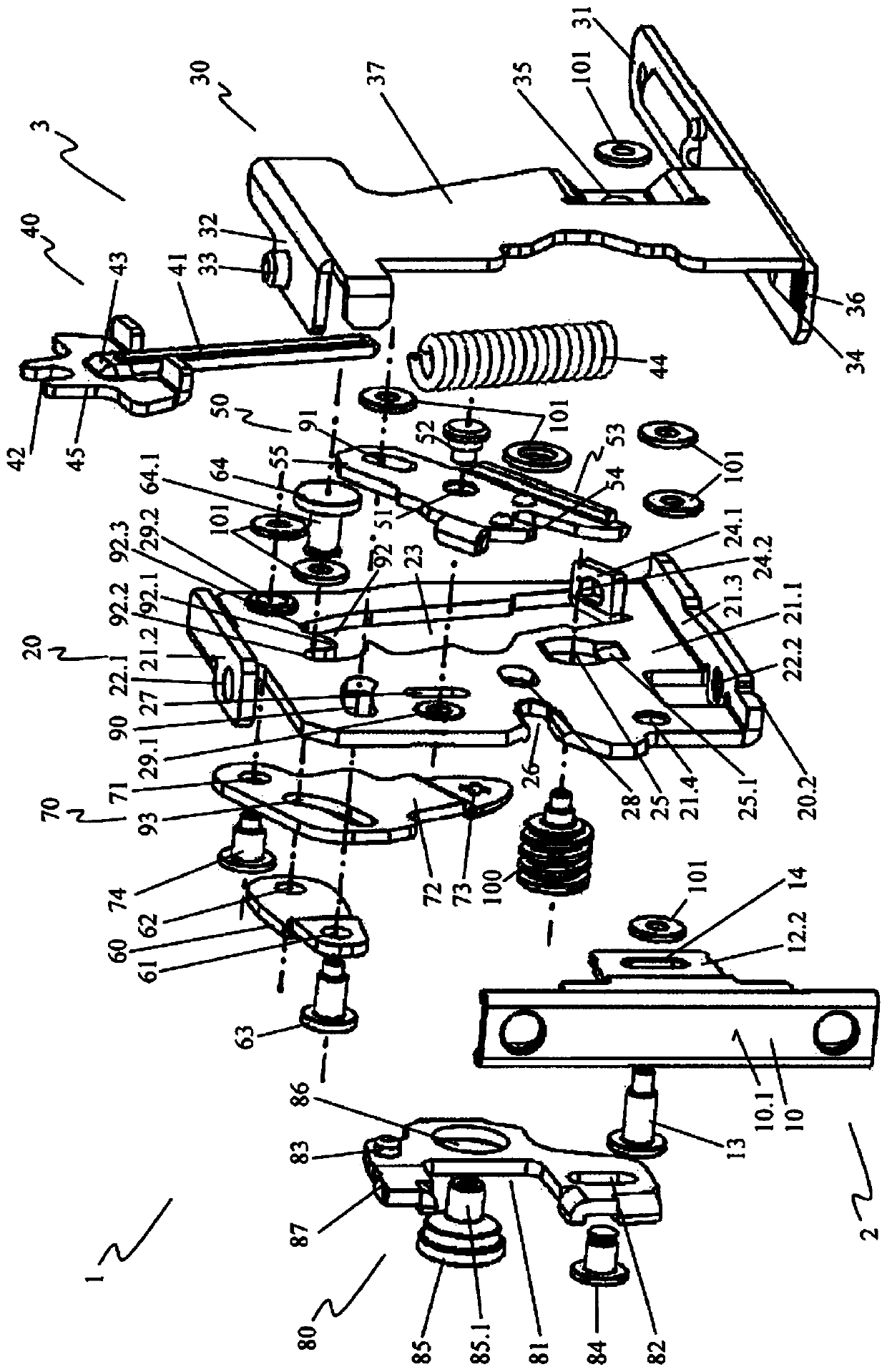 Holding device for a front panel of a drawer