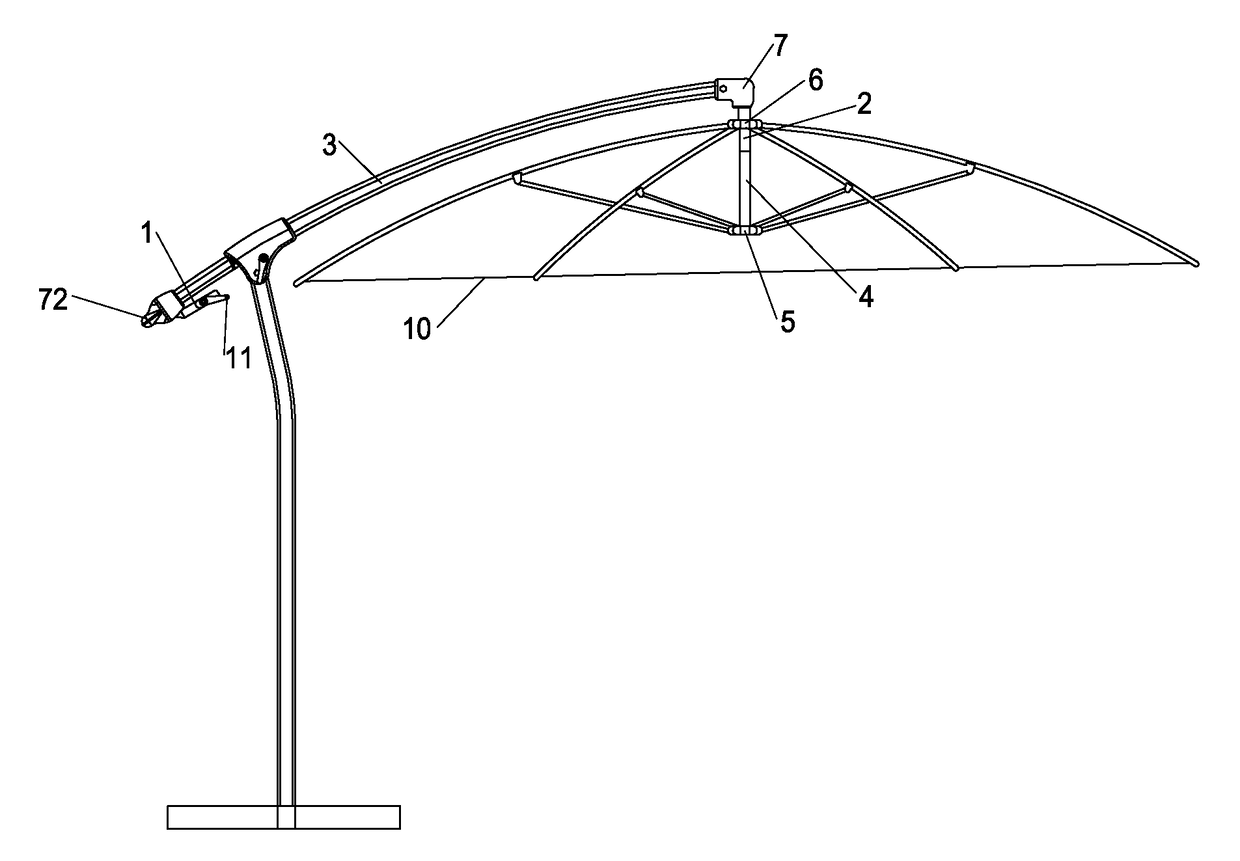 Umbrella canopy tilt mechanism