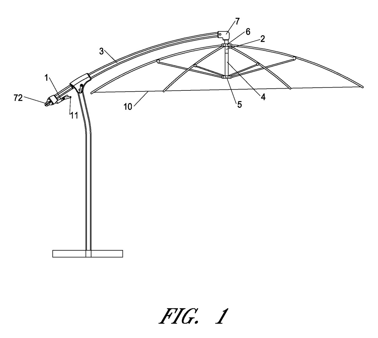 Umbrella canopy tilt mechanism
