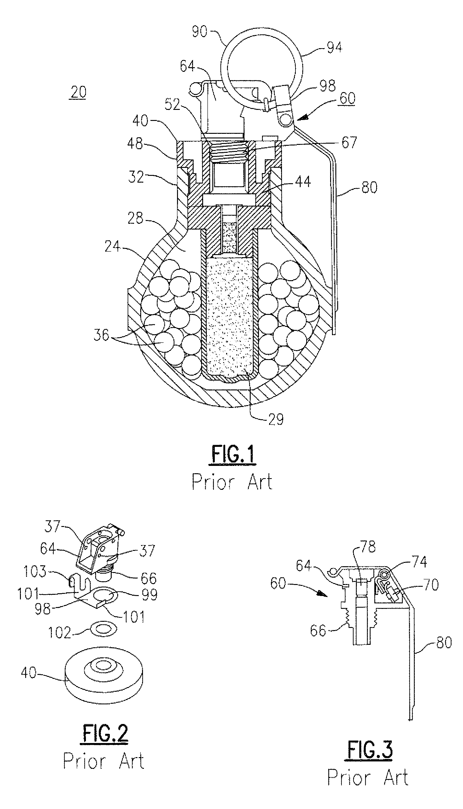 Grenade having safety lever with integrated firing pin retaining clip