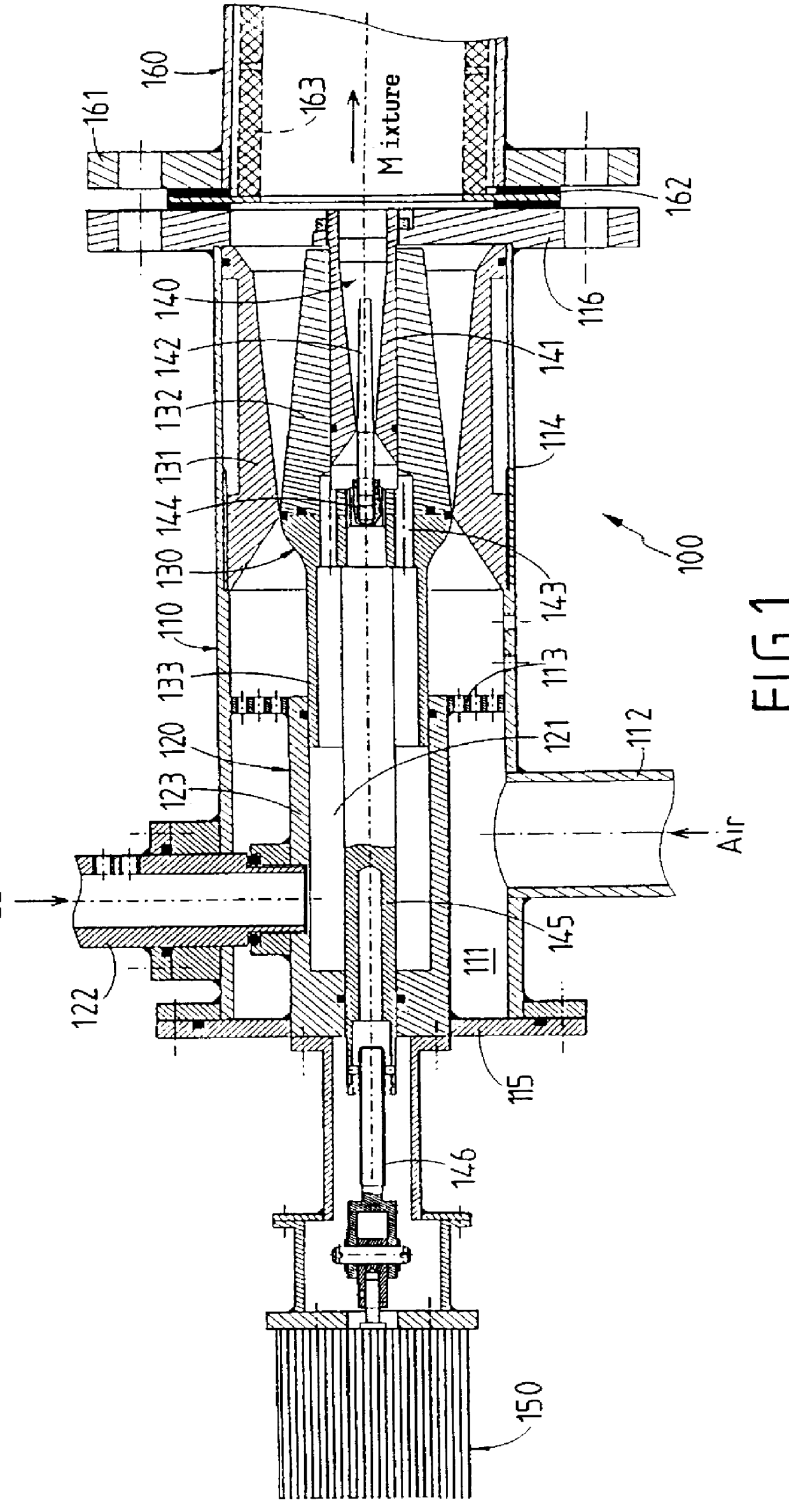 Universal mixer device for mixing two gaseous fluids