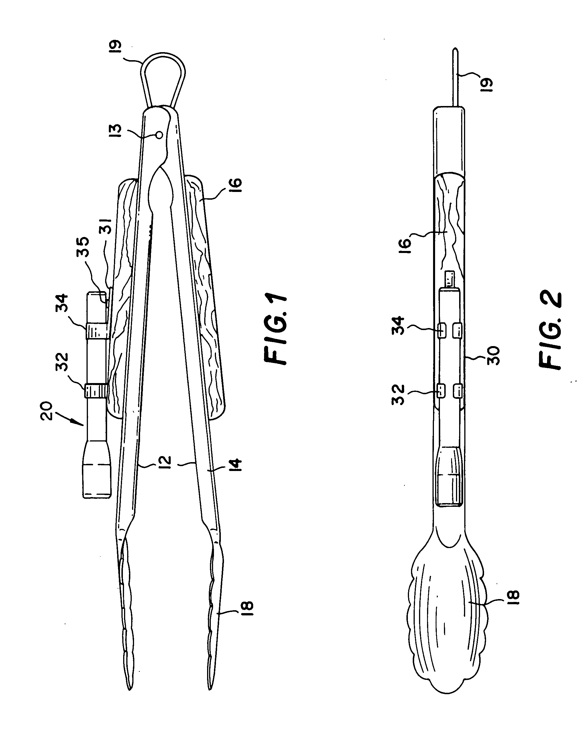 Lighted barbecue tongs