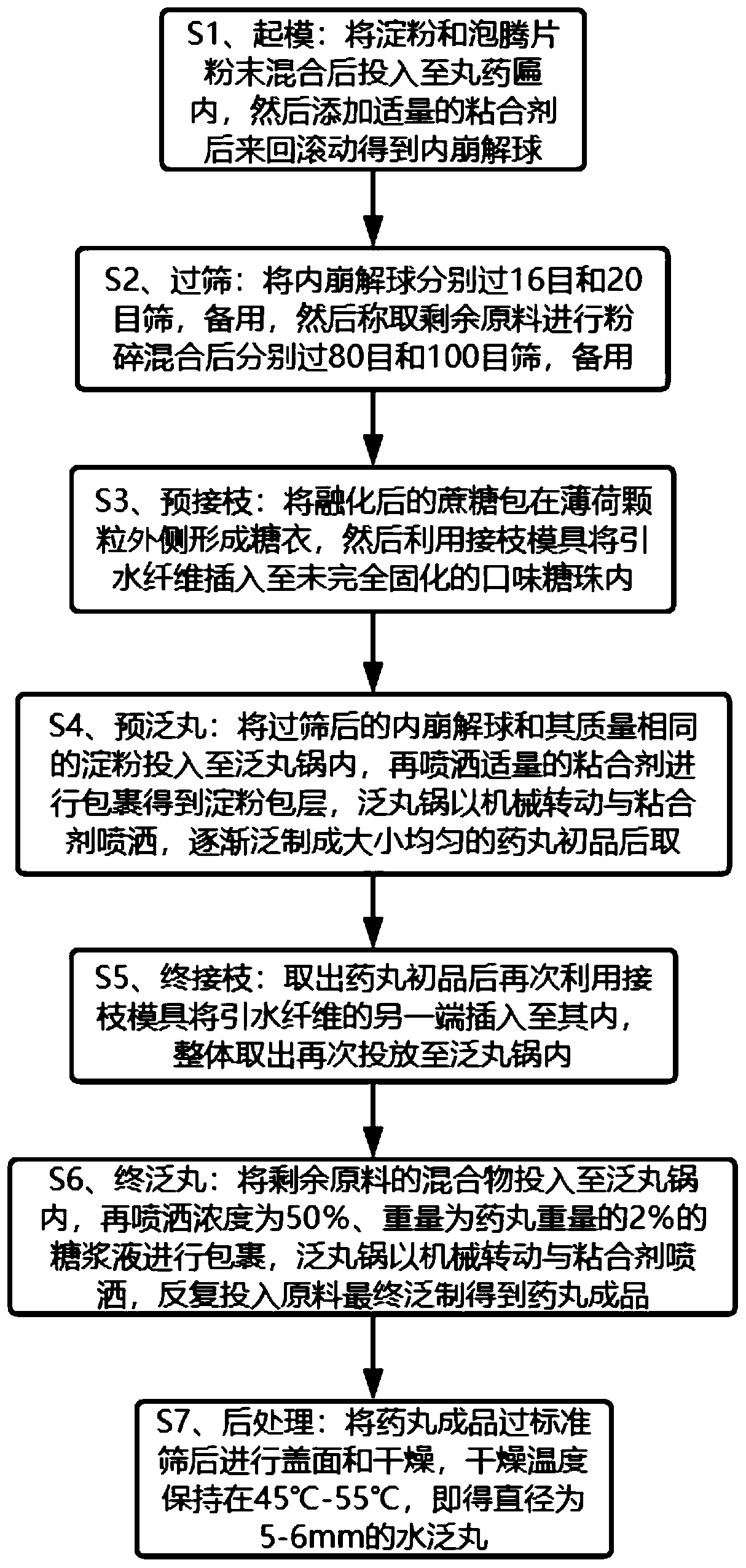 Water pill for treating vertigo and preparation method thereof