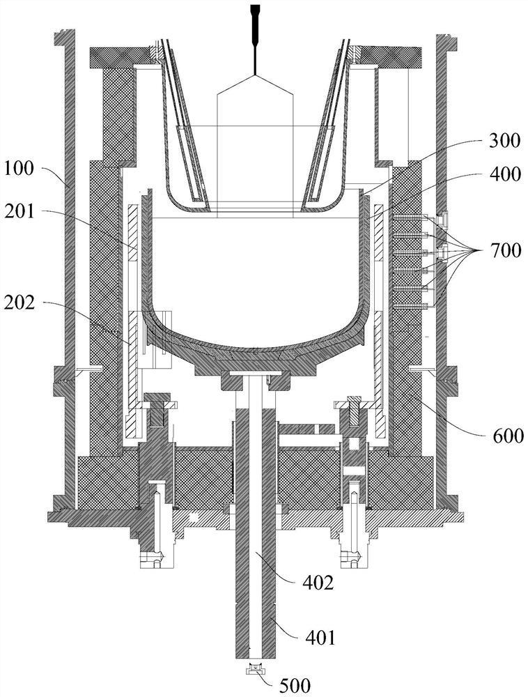 Crystal pulling furnace for semiconductor monocrystalline silicon