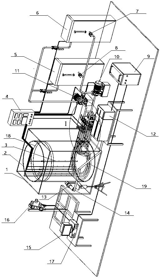 Device and method for researching oil storage tank tubular heating process heat transfer and flow rules