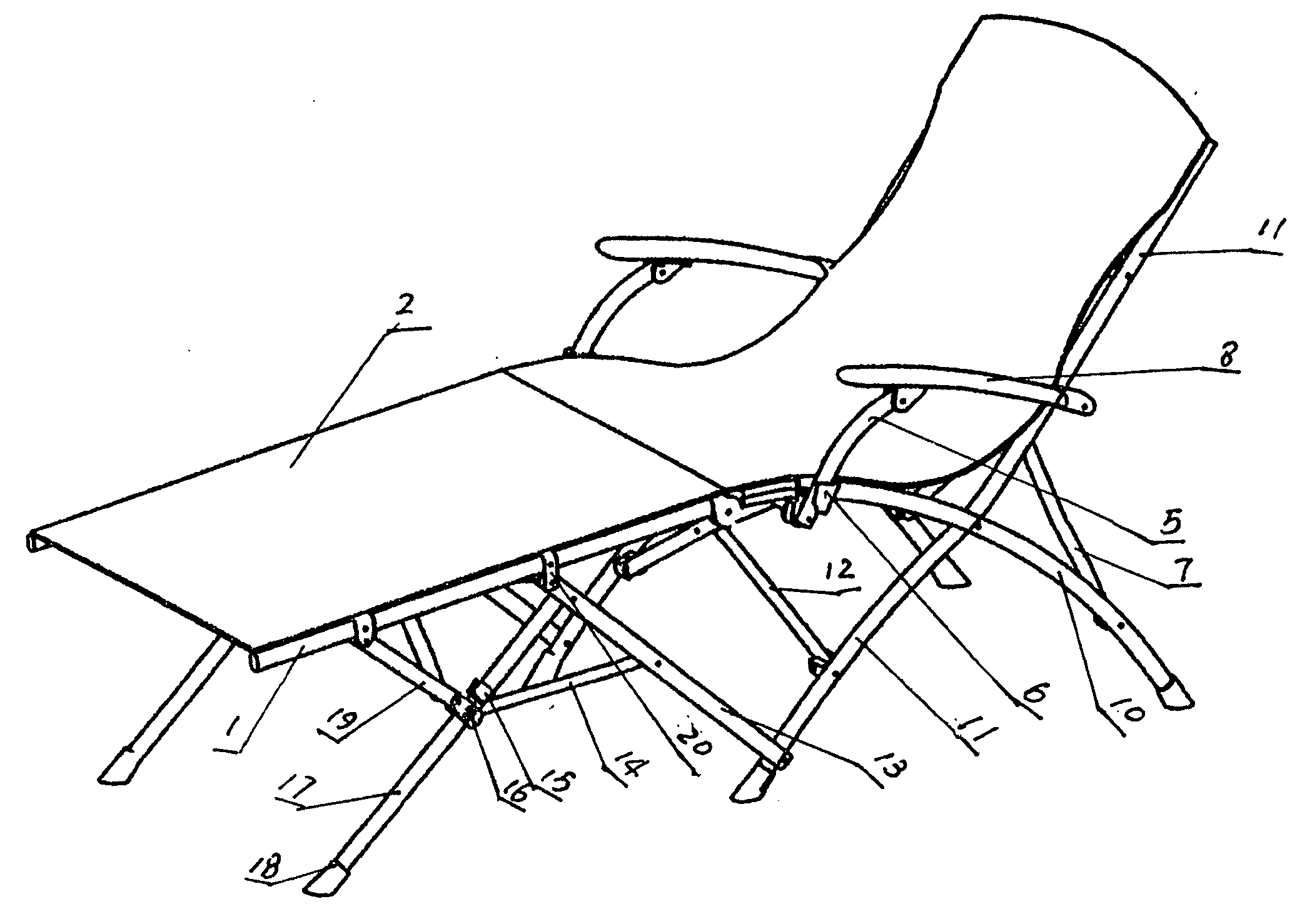 Folding bed with arms