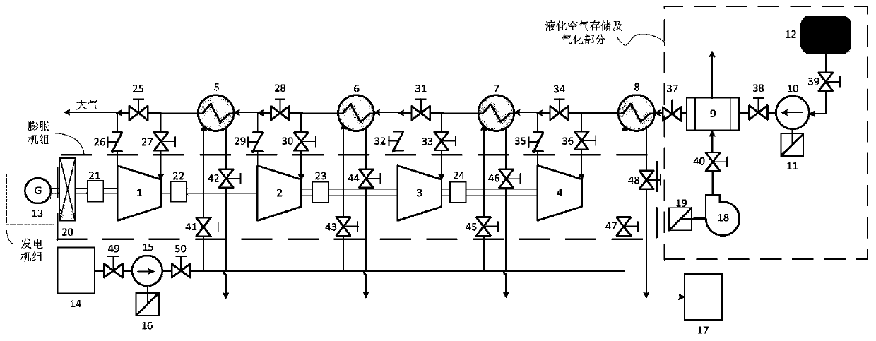 Power generation device and method for liquefied air energy storage system