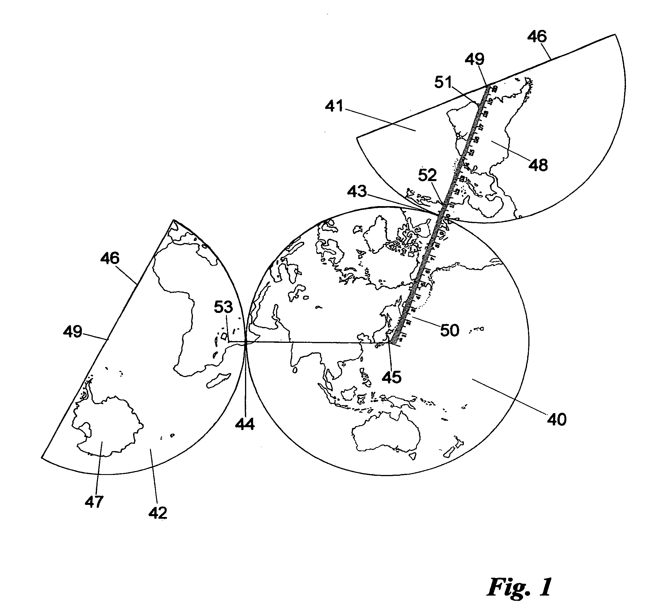 Map in azimuthal equidistant hemispheric projection with reduced distortion