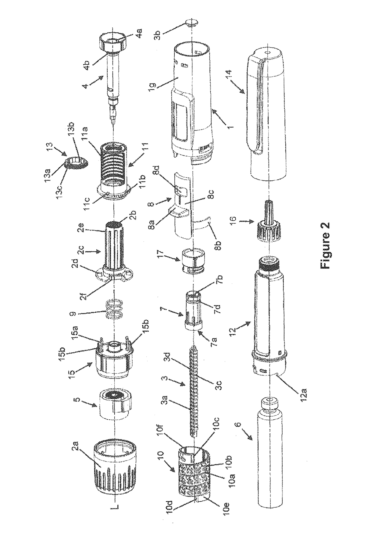 Injection apparatus comprising a laterally attached actuation member for triggering the product release