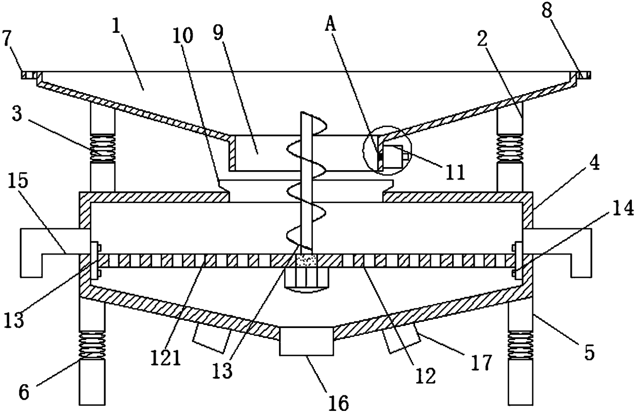 Chipping recycling and screening device for lathe metal processing