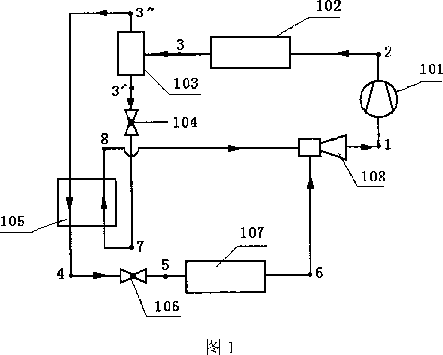 Self-overlapping refrigerating cycle system with injector