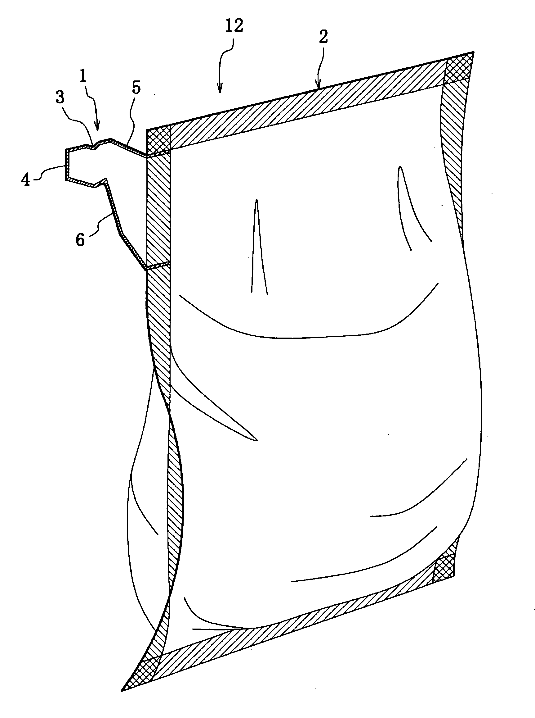 Liquid Spouting Nozzle, Packaging Bag Using the Nozzle, Box for Packaging Bag and Packaging Structure