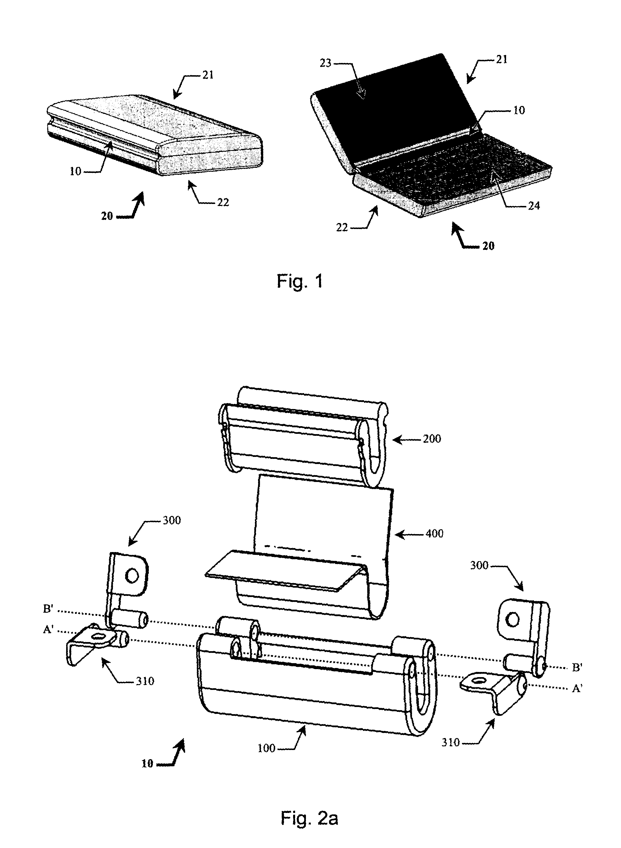 Double articulated hinge mechanism for electronic devices