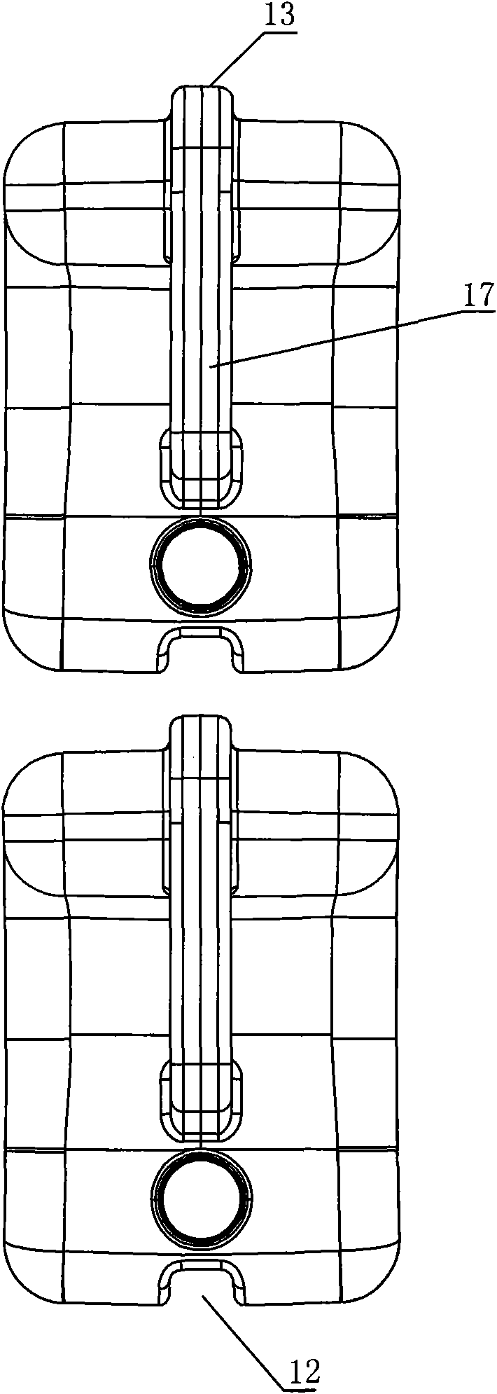 Bottle body capable of being placed by overlapping