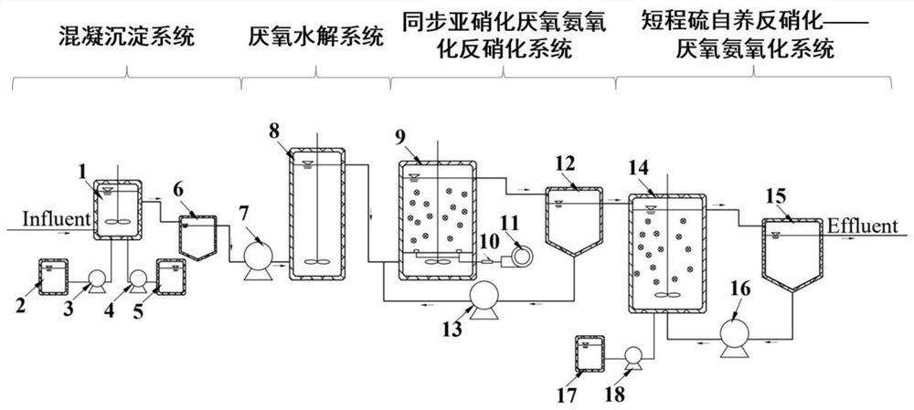 Method for efficiently removing nitrogen and carbon from anaerobic effluent of swine wastewater