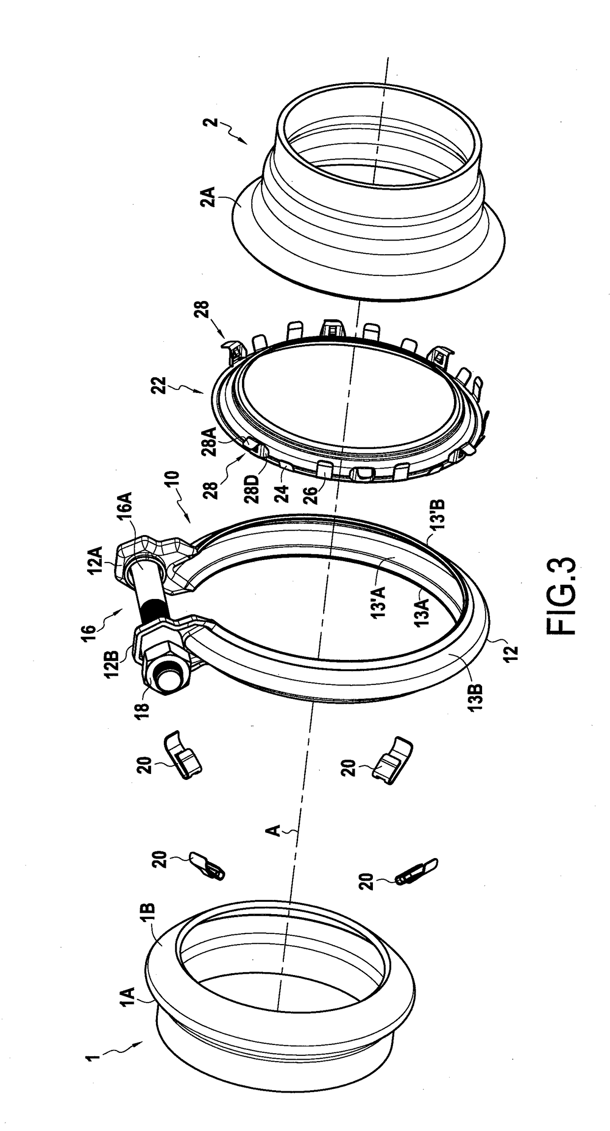 Clamping system comprising a collar and individual pre-attachment clips