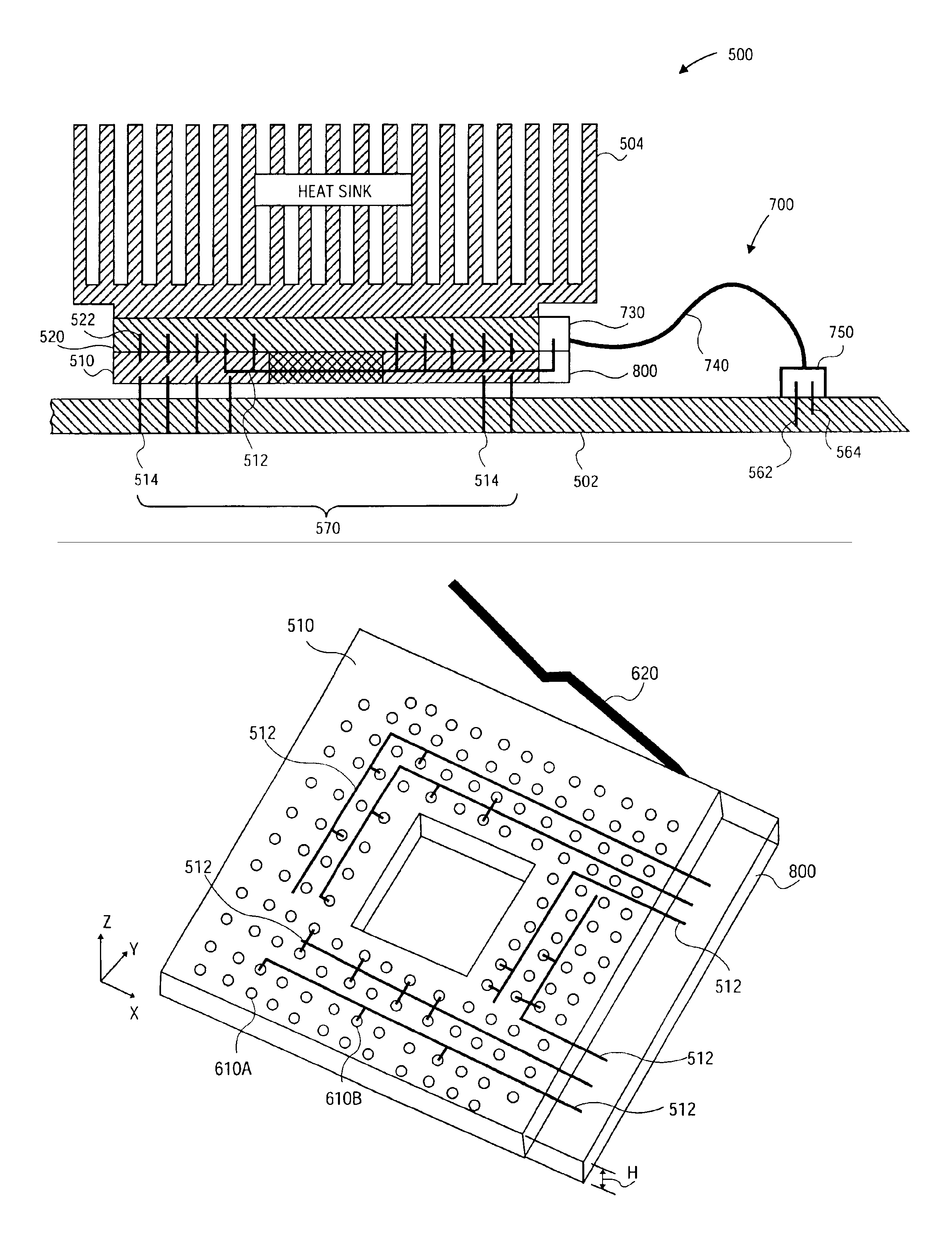 Array socket with a dedicated power/ground conductor bus