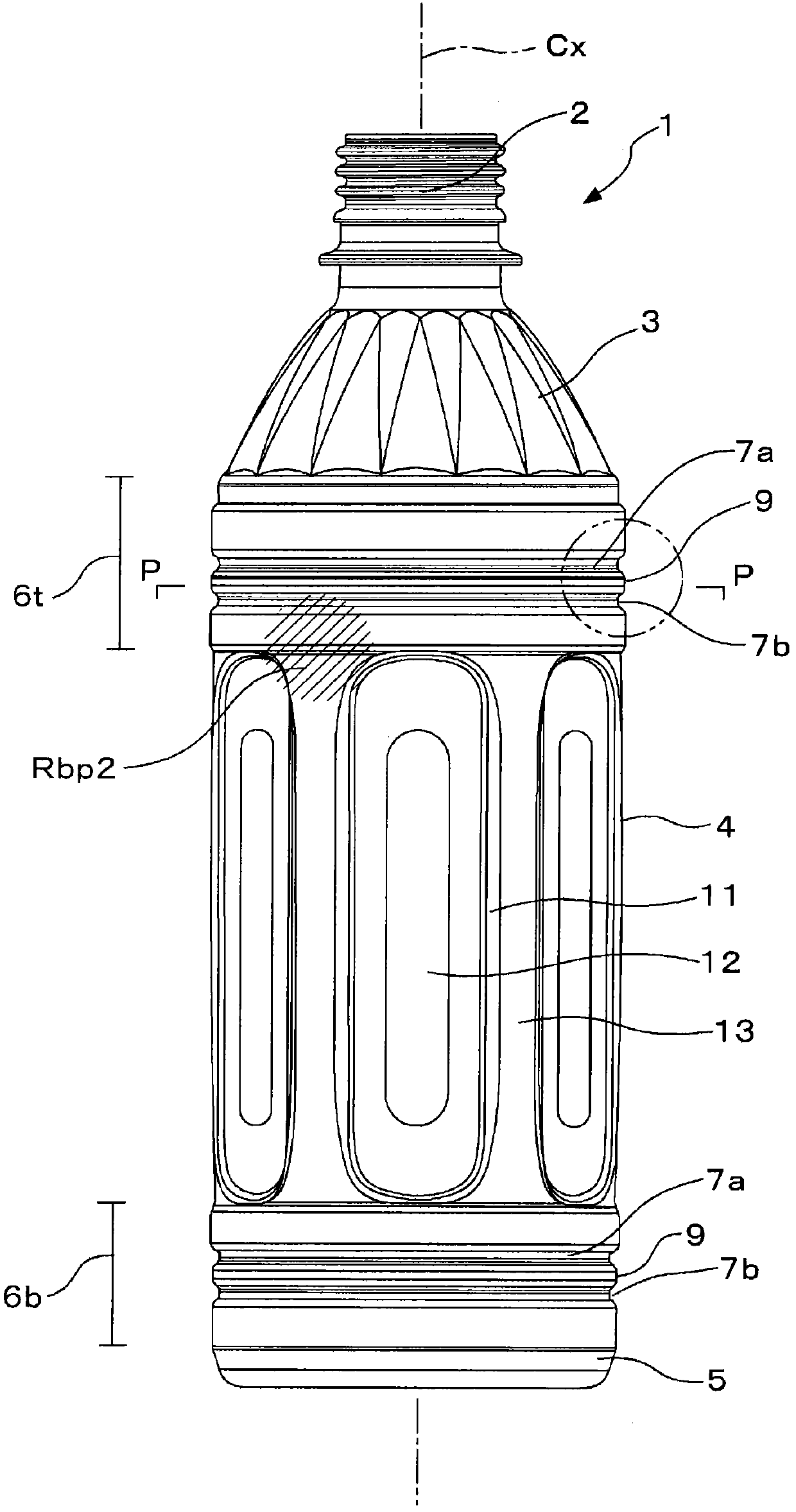 Circular bottle body manufactured from synthetic resin