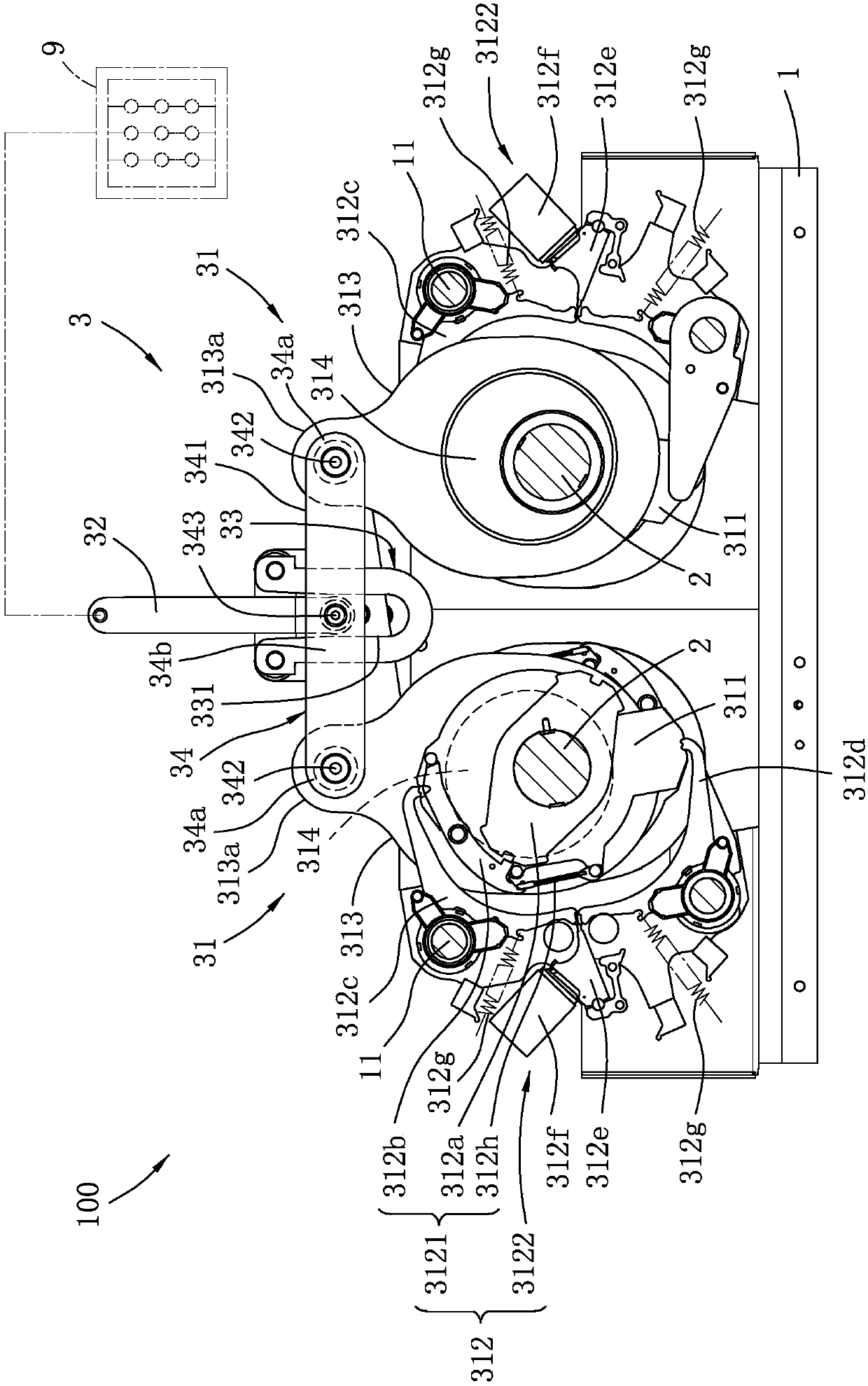 Multi-arm machine that can form double-weaving mouth