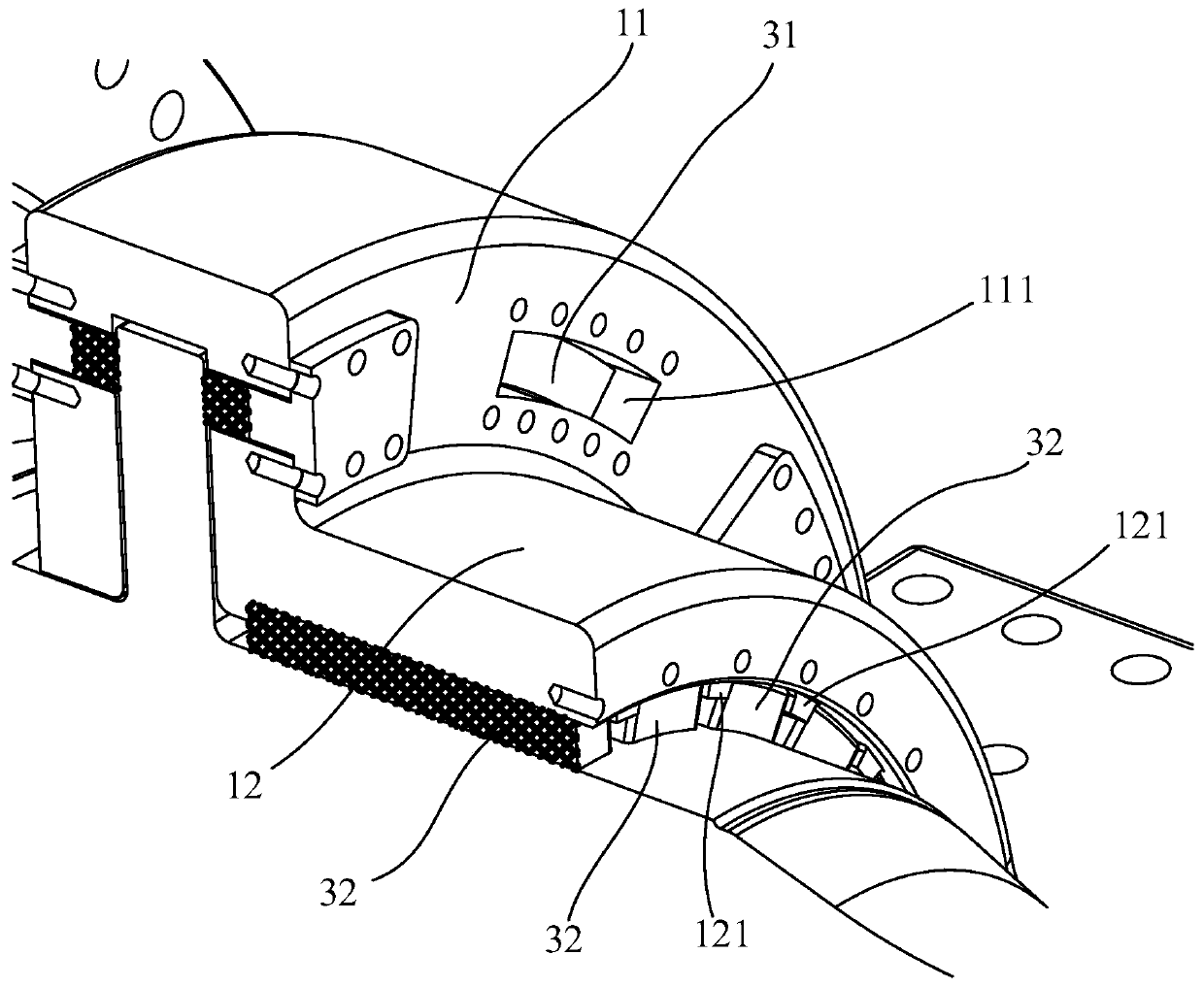 Sliding main bearing transmission chain and doubly-fed wind turbine including same