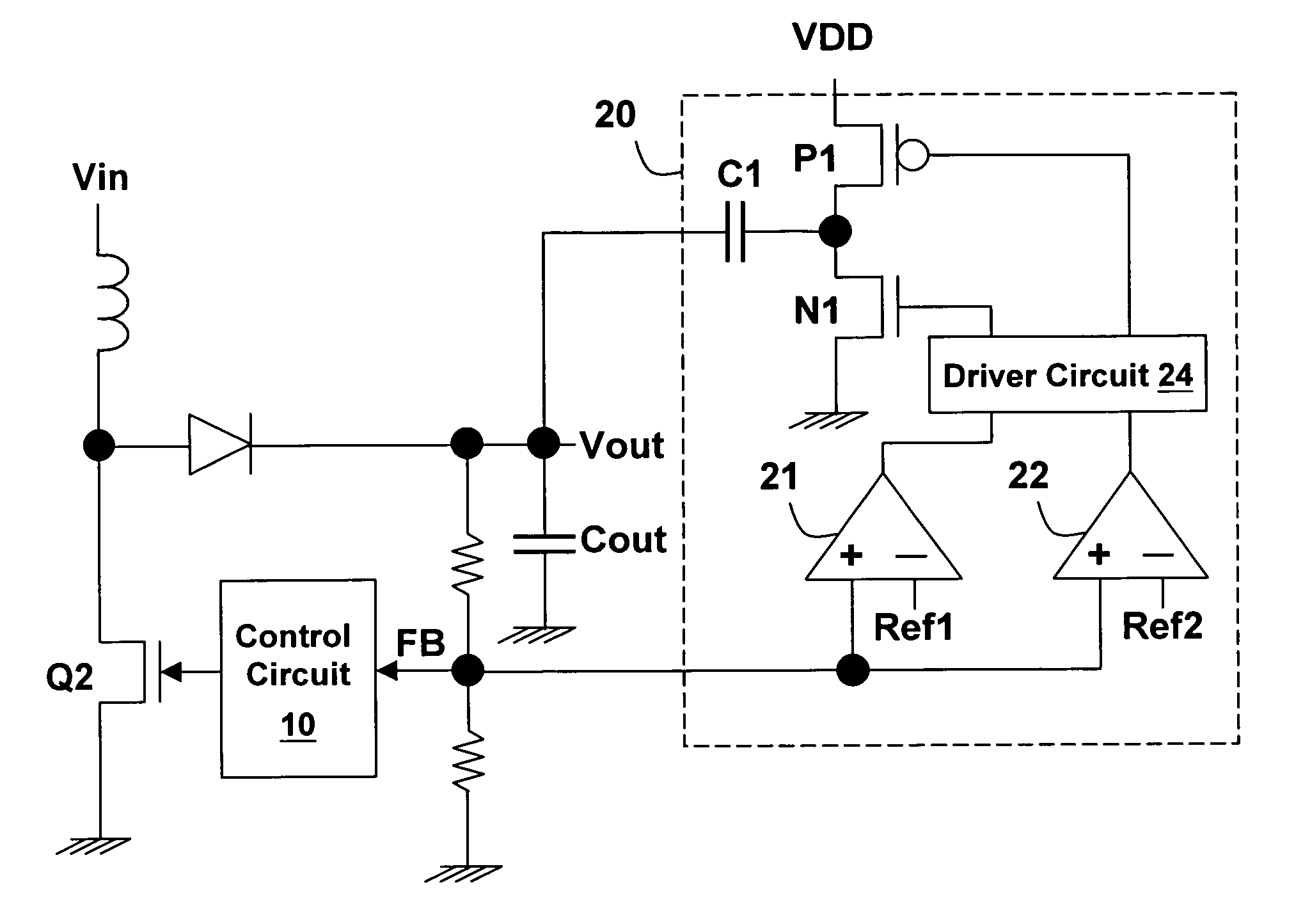 Switching regulator with transient control function and control circuit and method therefor