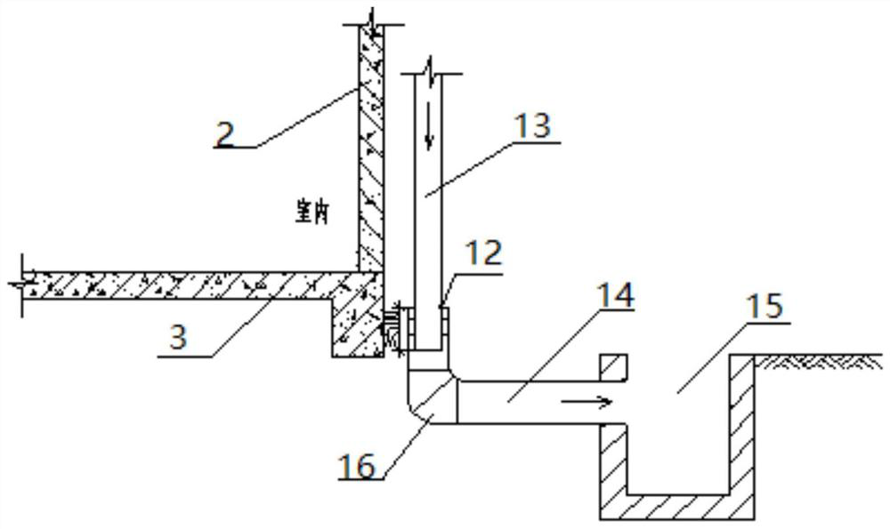 Anti-sedimentation structure and method for building drainage outdoor pipe