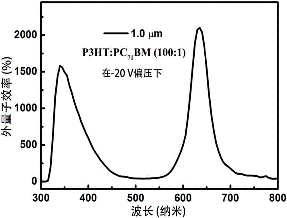Photomultiplier organic light detector with spectral selectivity and preparation method of photomultiplier organic light detector